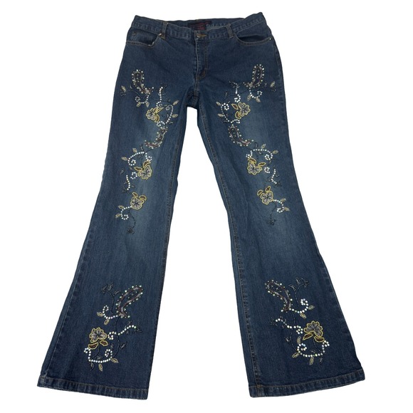 Willi Smith Denim - Willi Smith Womens Embellished Jeans Size 12 (32x31½ Fit) Mid-Rise Boot Cut BOHO